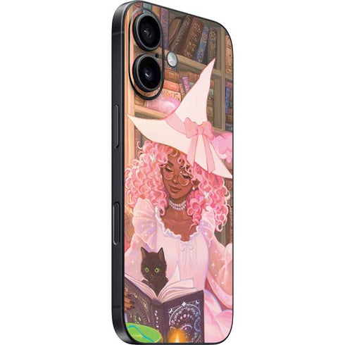 Pink Anime Witch Girls in Library with Cats by Ivy Dolamore iPhone 16 Skin