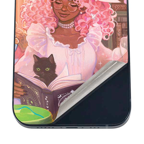 Pink Anime Witch Girls in Library with Cats by Ivy Dolamore iPhone 16 Skin