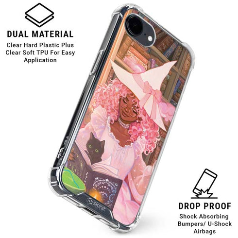 Pink Anime Witch Girls in Library with Cats by Ivy Dolamore iPhone 16e Clear Case