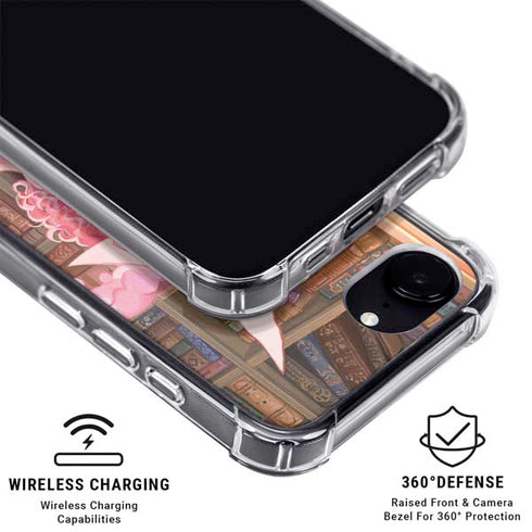 Pink Anime Witch Girls in Library with Cats by Ivy Dolamore iPhone 16e MagSafe Case