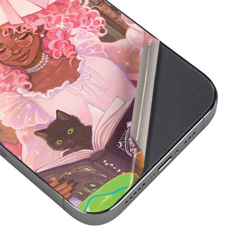 Pink Anime Witch Girls in Library with Cats by Ivy Dolamore iPhone 16e Skin