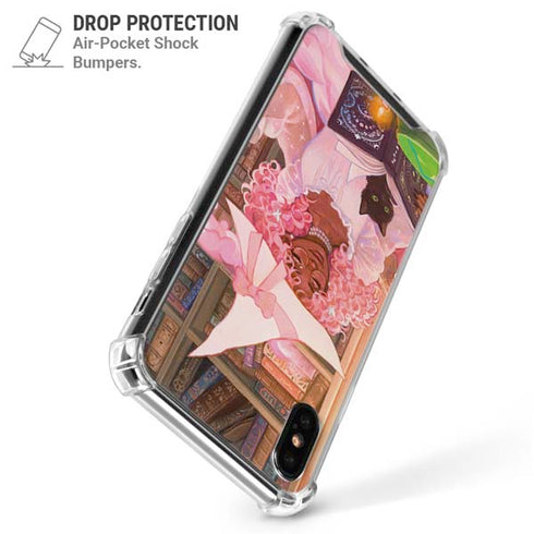 Pink Anime Witch Girls in Library with Cats by Ivy Dolamore iPhone X/XS Clear Case