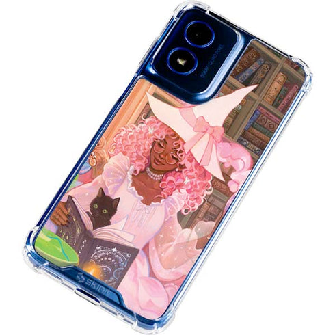 Pink Anime Witch Girls in Library with Cats by Ivy Dolamore Moto G 5G (2024) Clear Case