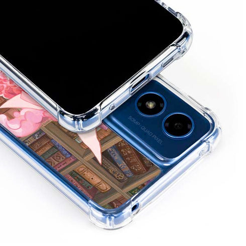 Pink Anime Witch Girls in Library with Cats by Ivy Dolamore Moto G 5G (2024) Clear Case
