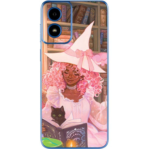Pink Anime Witch Girls in Library with Cats by Ivy Dolamore Moto G Play 4G (2024) Skin
