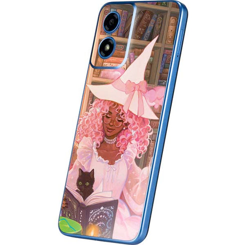 Pink Anime Witch Girls in Library with Cats by Ivy Dolamore Moto G Play 4G (2024) Skin