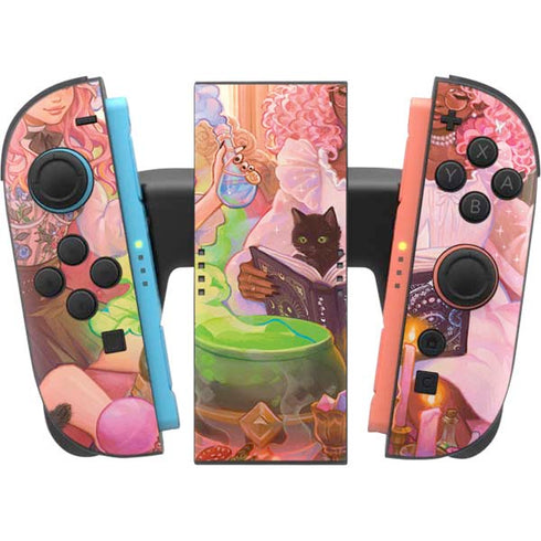 Pink Anime Witch Girls in Library with Cats by Ivy Dolamore Nintendo Switch 2 (2025) Joy-Con Controller Skin