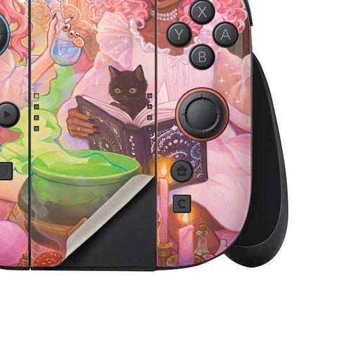 Pink Anime Witch Girls in Library with Cats by Ivy Dolamore Nintendo Switch 2 (2025) Joy-Con Controller Skin