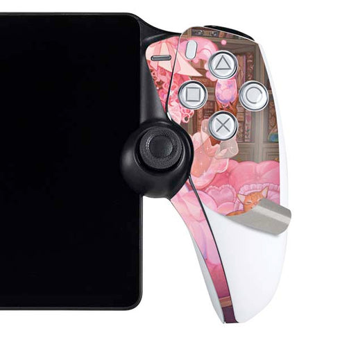 Pink Anime Witch Girls in Library with Cats by Ivy Dolamore PlayStation Portal Remote Player Skin