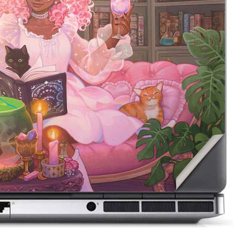 Pink Anime Witch Girls in Library with Cats by Ivy Dolamore Dell Precision Skin