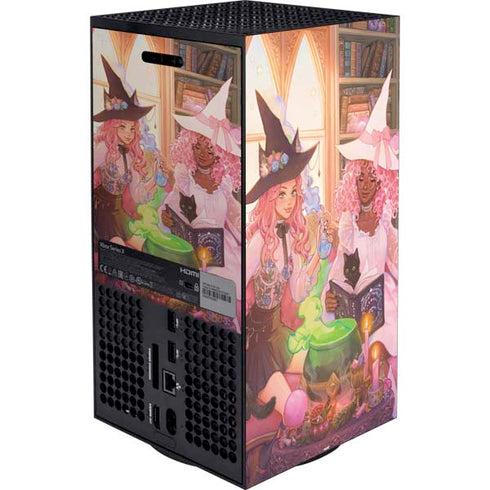 Pink Anime Witch Girls in Library with Cats by Ivy Dolamore Xbox Series X Bundle Skin