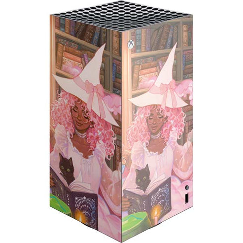 Pink Anime Witch Girls in Library with Cats by Ivy Dolamore XBox Series X Digital Edition Console Skin