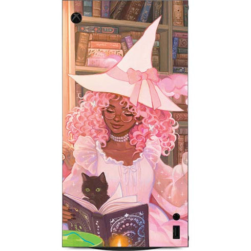 Pink Anime Witch Girls in Library with Cats by Ivy Dolamore XBox Series X Digital Edition Console Skin