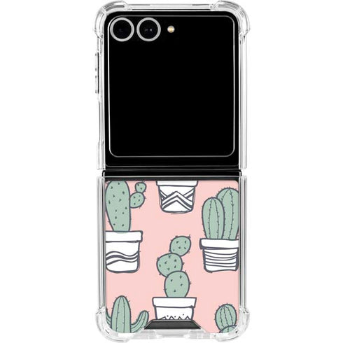 Pink Cactus Galaxy Z Flip7 Clear Case