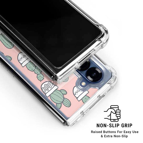 Pink Cactus Galaxy Z Fold7 Clear Case