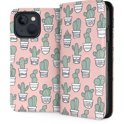 Pink Cactus iPhone 13 Folio Case