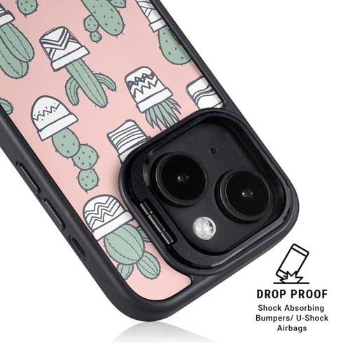 Pink Cactus iPhone 14 Kickstand Case