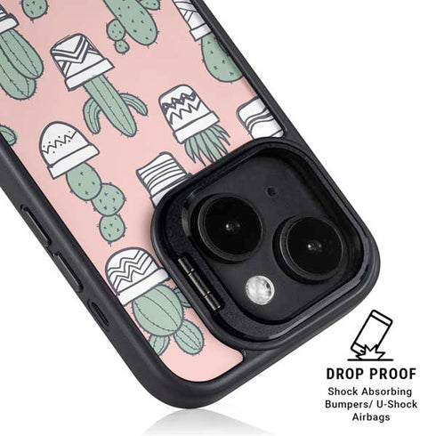 Pink Cactus iPhone 15 Plus Kickstand Case