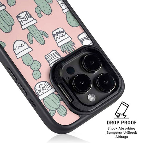 Pink Cactus iPhone 15 Pro Kickstand Case
