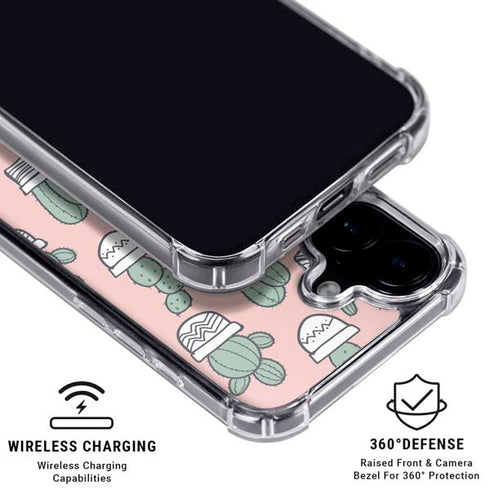Pink Cactus iPhone 16 Plus Clear Case