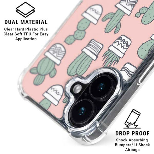 Pink Cactus iPhone 16 Plus Clear Case