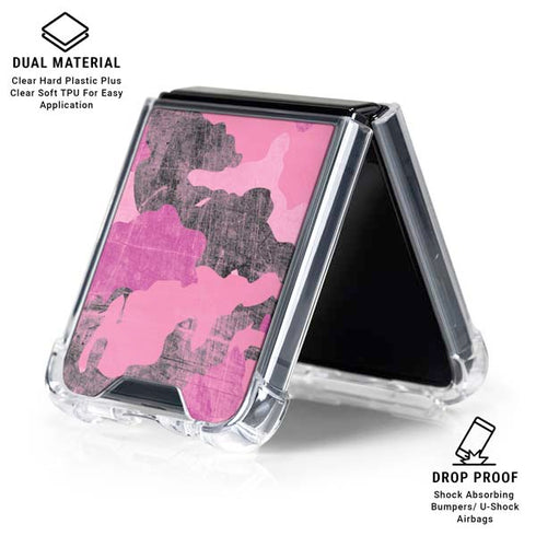 Pink Camouflage Galaxy Z Flip6 Clear Case
