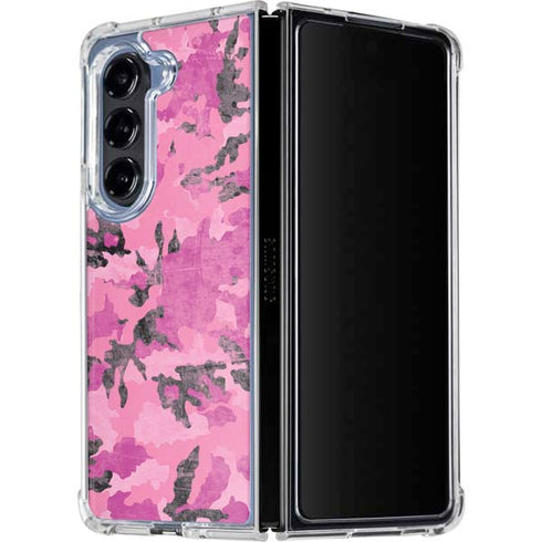 Pink Camouflage Galaxy Z Fold5 5G Clear Case