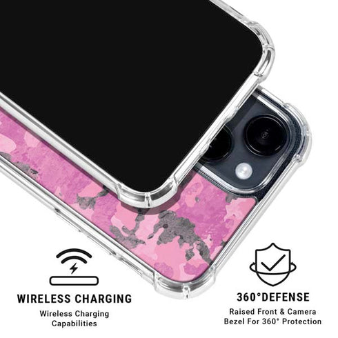 Pink Camouflage iPhone 15 Clear Case