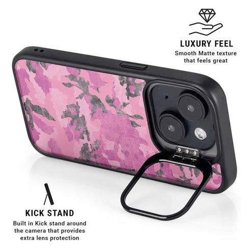 Pink Camouflage iPhone 15 Plus Kickstand Case