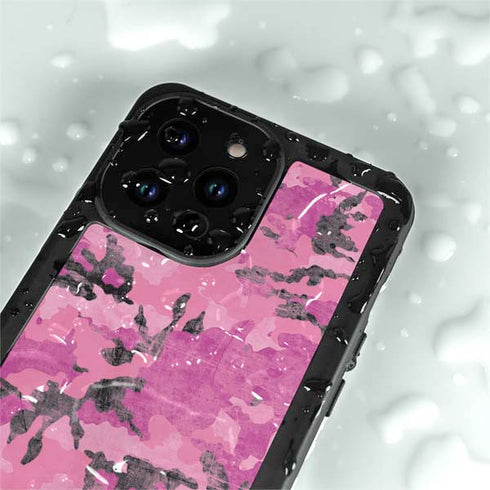 Pink Camouflage iPhone 15 Pro Waterproof Case