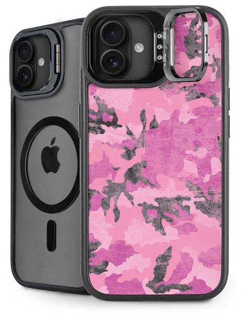 Pink Camouflage iPhone 16 Kickstand Case