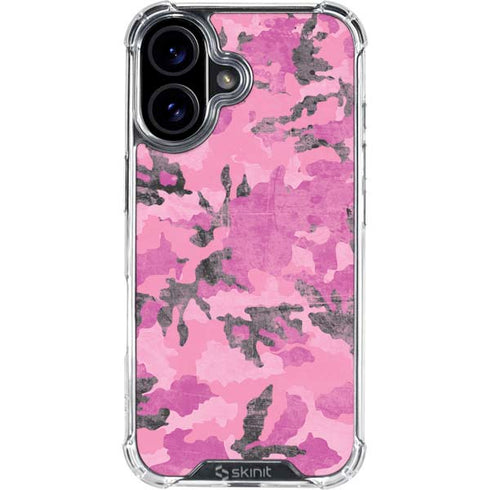 Pink Camouflage iPhone 16 Plus Clear Case