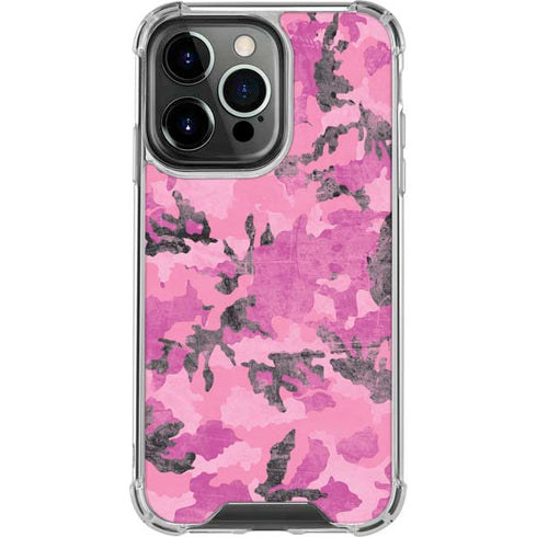 Pink Camouflage iPhone 16 Pro Clear Case