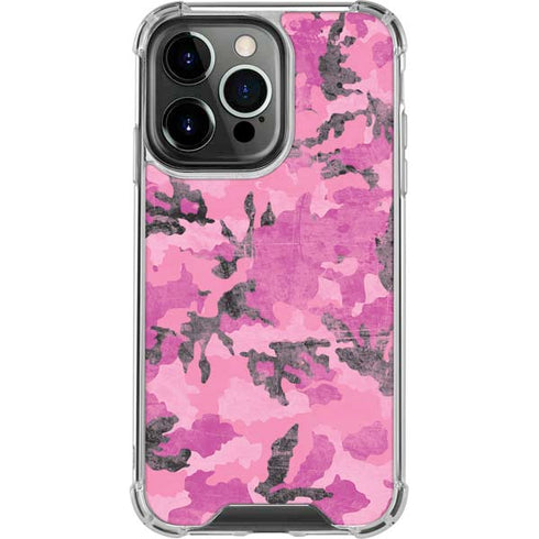 Pink Camouflage iPhone 16 Pro Max Clear Case