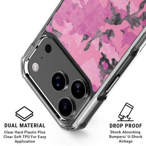 Pink Camouflage iPhone 18 Pro Clear Case