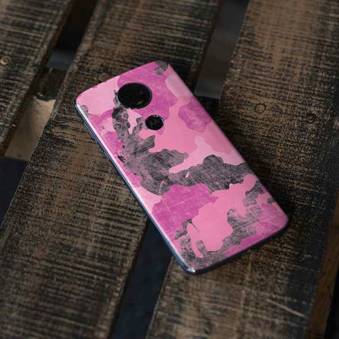 Pink Camouflage Moto E5 Plus Skin