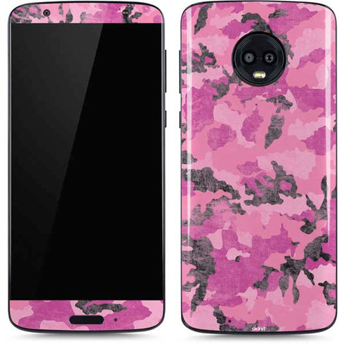Pink Camouflage Moto G6 Skin