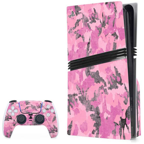 Pink Camouflage PS5 Pro Disk Bundle Skin