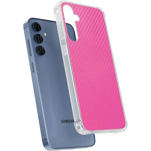 Pink Carbon Fiber Specialty Texture Material Galaxy A55 5G Clear Case