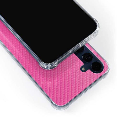 Pink Carbon Fiber Specialty Texture Material Galaxy A55 5G Clear Case
