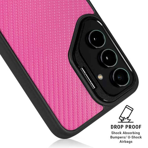 Pink Carbon Fiber Specialty Texture Material Galaxy S24 Plus Kickstand Case