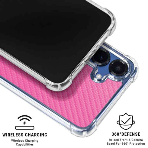 Pink Carbon Fiber Specialty Texture Material Galaxy S25 Clear Case