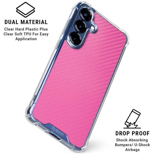 Pink Carbon Fiber Specialty Texture Material Galaxy S25 Clear Case