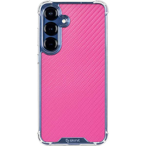Pink Carbon Fiber Specialty Texture Material Galaxy S25 FE Clear Case