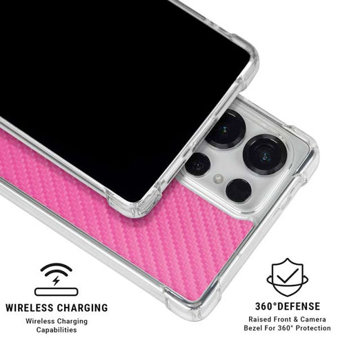 Pink Carbon Fiber Specialty Texture Material Galaxy S25 Ultra Clear Case