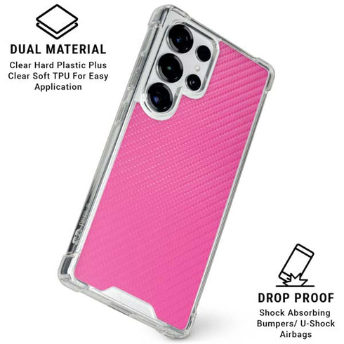 Pink Carbon Fiber Specialty Texture Material Galaxy S25 Ultra Clear Case