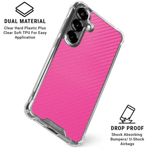 Pink Carbon Fiber Specialty Texture Material Galaxy S26 Clear Case