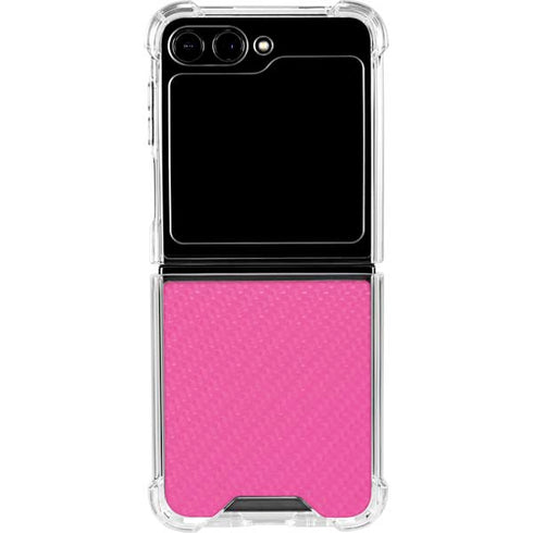 Pink Carbon Fiber Specialty Texture Material Galaxy Z Flip6 Clear Case