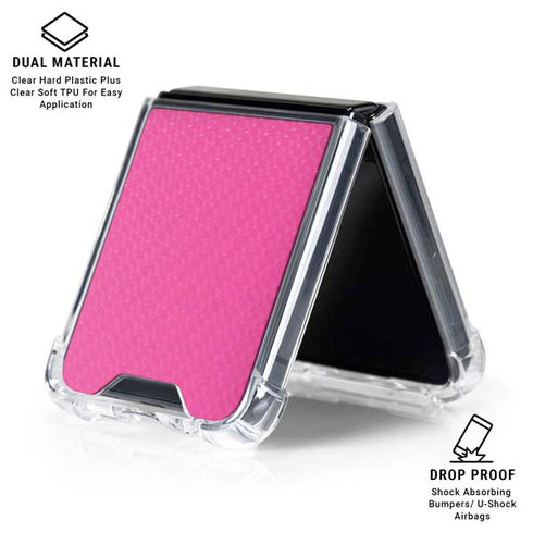 Pink Carbon Fiber Specialty Texture Material Galaxy Z Flip6 Clear Case