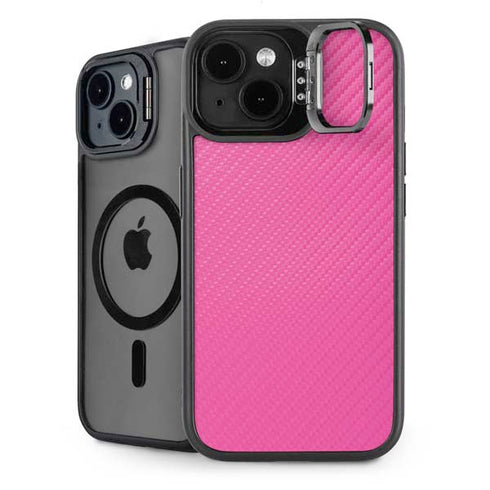 Pink Carbon Fiber Specialty Texture Material iPhone 14 Kickstand Case
